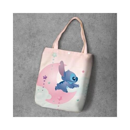 Disney cartoon stitch tote bag large capacity canvas shopping bag book tote shoulder bag diaper hand bag boys girls
