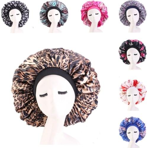 Diameter 42cm Extra Large Satin Bonnet for Women Day Night Sleep Cap Silky Headwrap Ladies Makeup Long Hair Cover Salon Headwear