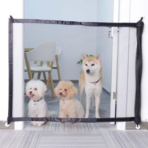 Magic Pet Dog Gate Ingenious Mesh Dog Fence Cage For Indoor Outdoor Black Safety Pet Dog Gate Easy to Use Enclosure Pet supplies