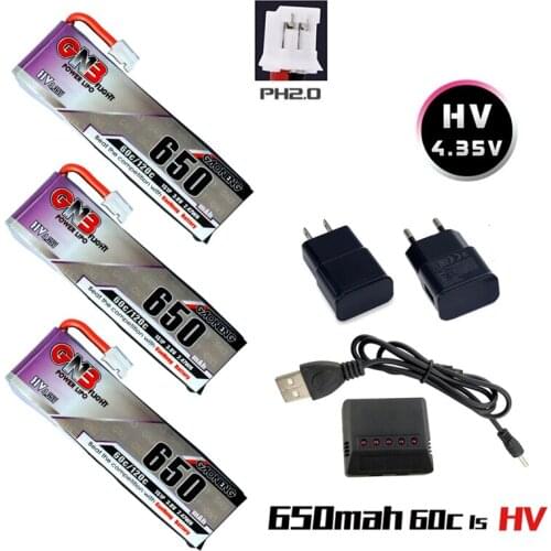 Gaoneng 1S 3.8V 60C/120C HV Lipo battery Charger Set 650mAh With PH2.0 Plug for Tinyhawk Snapper7 E010 M80S Tiny7 Beta85 Drone