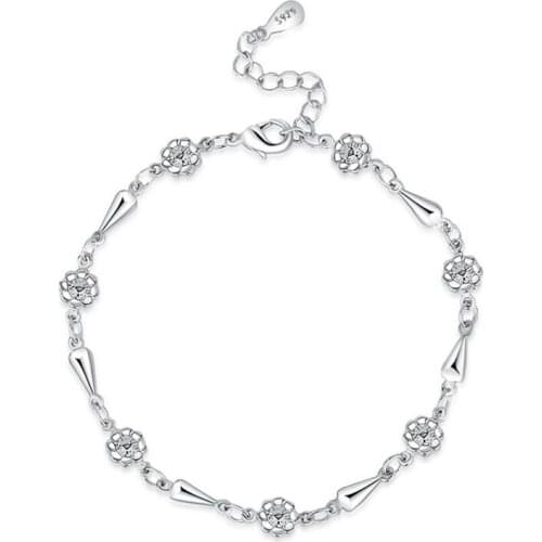 KOFSAC Elegant 925 Sterling Silver Bracelet For Women Party Jewelry Sweet Flower Geometric Bracelet Girl Anniversary Accessories