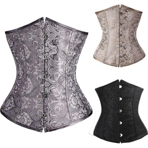 Women Corsett Lace Up Back Corselet Print Gothic Bustier Corset Underbust Corset Bustiers Gothic Wedding Dress