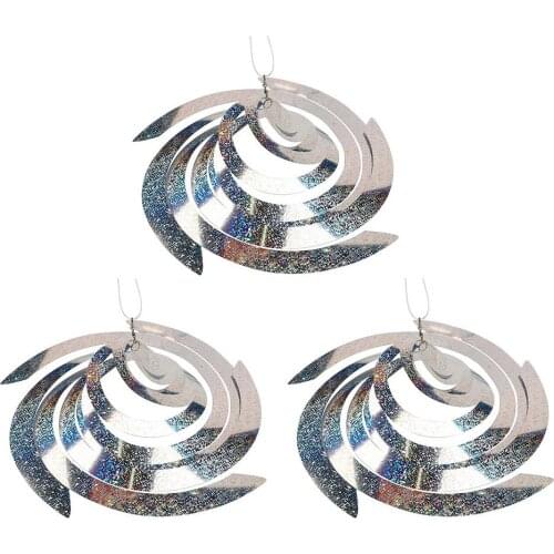 1/3pcs Bird Spiral Reflectors Safe Silver Mylar Spinner Reflector Silver Hanging Device Anti Bird Scarer Repeller Garden Decor