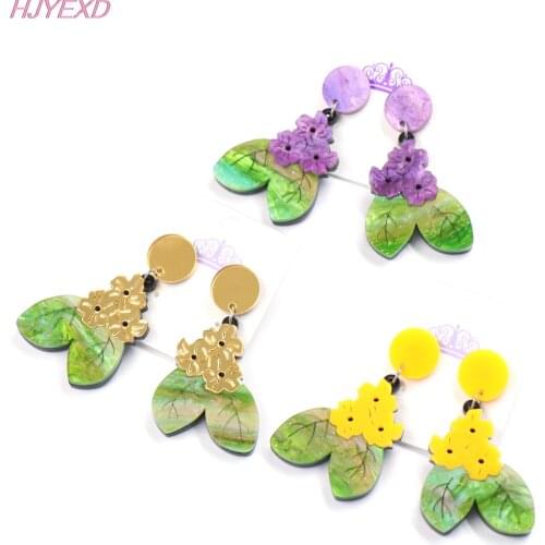 1pair) Vantage Puakenikeni Flower Earrings Galaxy Green Hawaii Acrylic
