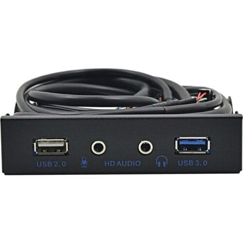 10PCS 4 Ports USB 2.0 +USB 3.0 +HD Audio 3.5mm Earphone Jack Mic Connect PC Front Panel Adapter for 3.5 Inch Floppy Driver Bay