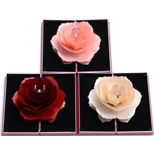 100pcs/lot Creative Rose Propose Ring Box Jewelry Box Marriage Wedding Ceremony Ring Box 4 Colors MIXORDER Gift Box Wholesale