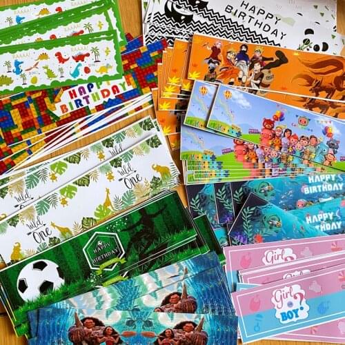 Omilut 12pcs Cartoon Stickers Birthday Party Mineral Water Bottle Label Stickers Baby Shower 1th Birthday Party Supplies Decor