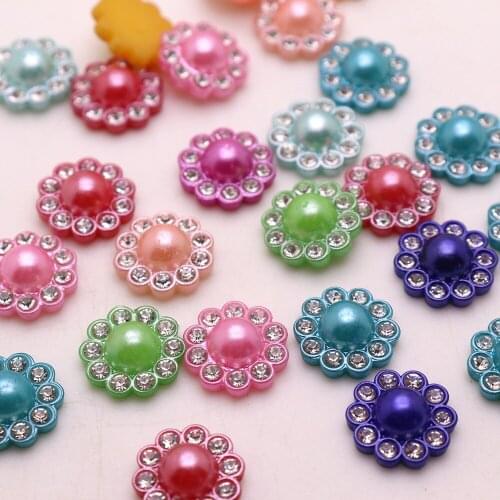 30pcs12mm Mixed Color with Diamond Pearl Sunflower Jewelry Accessories Handmade Flower Core Jewelry Material Accessories DIY