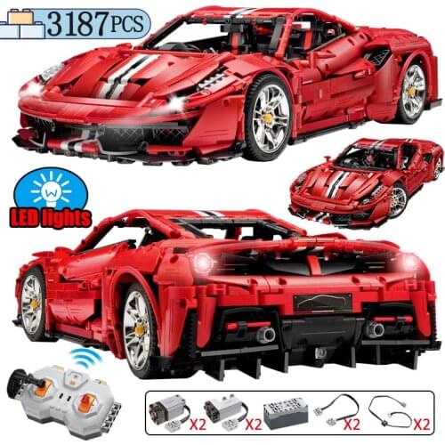 3187PCS City Remote Control Sports Car MOC Model Building Blocks Creator Technic RC Racing Car Vehicle Bricks Toys for Children
