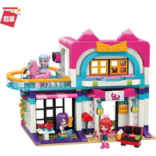 447PCS Enlightenment 2030 Music Party Villa Model Girl Fight Plug Assembly Toy Building Block Princess Gift