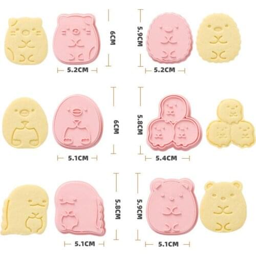6PCS Corner Bio Set of Cookie Cutters 3d Cartoon Mold Plastic Pressing Fun Baking Molding Unicorn Cookie Mould DIY Cookie Tools