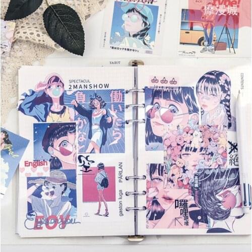 60pcs/Pack Sticker Girl Kid Student Journaling Decor Sticker Sheets Natural Scenery&Art Paintings Stationery Stickers Book