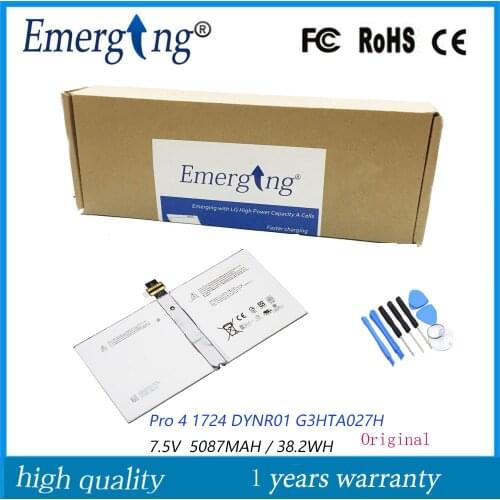 7.5V 5087mAh New Original G3HTA027H Laptop Battery for Microsoft Surface Pro 4 1724 DYNR01 with tools