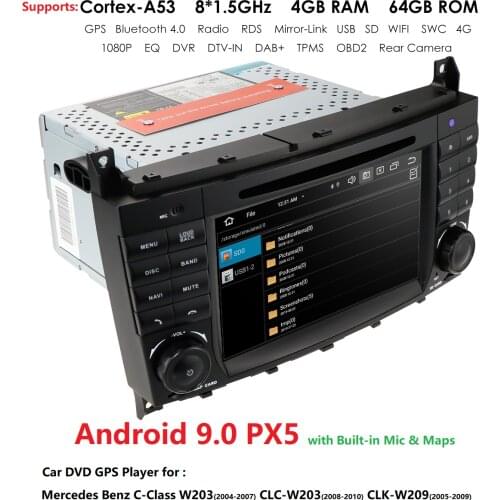 4GB RAM 2 Din Android Car Auto Radio DVD Multimedia for Mercedes Benz W203 2004 - 2007 W209 W203 2008 PX5 GPS Navigation Player