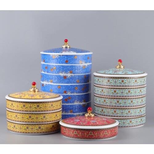 Color Enamel Pu'er Storage Box Ceramic Tea Caddy Chinese Kung Fu Tea Storage Boxes Food Organizer Container Tea Box Home Decor