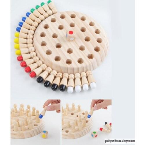 Kids Wooden Memory Match Stick Chess Game Early Educational Toy Babys Three-dimensional Imagination Color Cognitive Ability