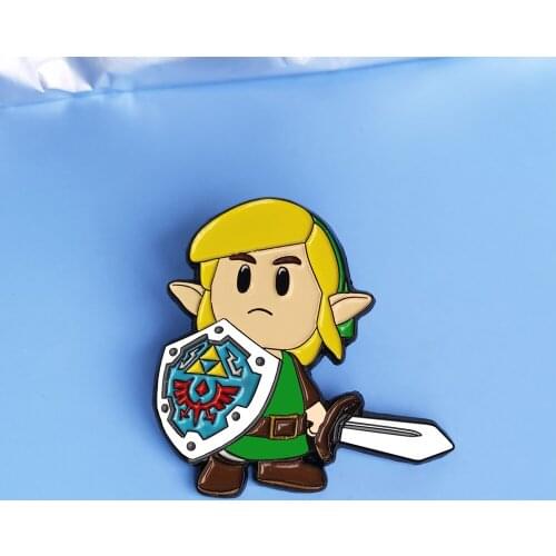 The Legend of Zeldas Link Enamel Pins Cartoons Shield Warrior Brooches Action Adventure Game Fan Collectible Badge Jewelry Gifts