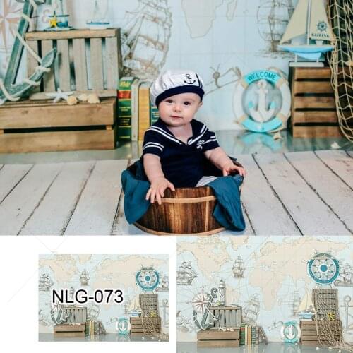 Nautical Ship Rudder World Map Backdrop Sailing Adventure Boy Birthday Cake Smash Wood Board Newborn Photography Background