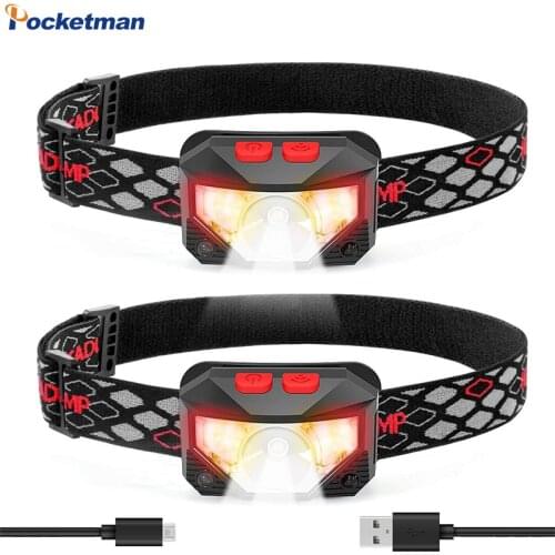 60000LM Powerful Headlamp Rechargeable Waterproof Motion Sensor Head Lamp Camping Fishing Light With USB Cable Built in Battery