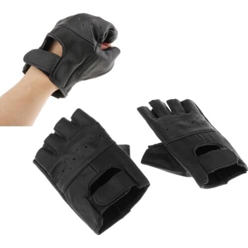 Fingerless Leather Driving Gloves For Men Women, Half Finger Motorcycle Gloves