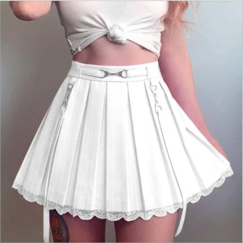 Summer Lace Pleated Skirt Women High Waist Mini Skirt Solid Color Beach Dress Slim Fit A-line Short Skirt for Girls Casual Dress