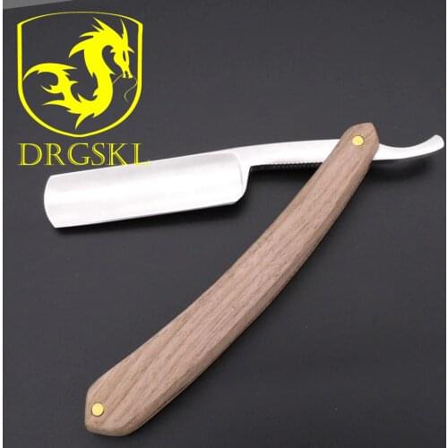Hand polished wooden handle Hair cutting knifes barber shaving razor,TOP Quality carbon steel blade Mans razors tonsure