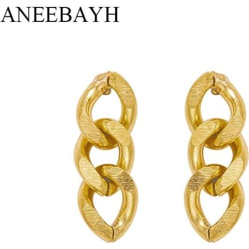 Minimalist Stainless Steel Chain Stud Earrings For Women Simple Gold Trendy Earrings Women Summer 2021 Bijoux Gift