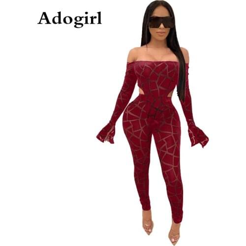 Fashion Print Flare Long Sleeve Bodysuit +Skinny Pants Tracksuit Sexy Slash Neck Night Club Two Piece Set Christmas Outfits