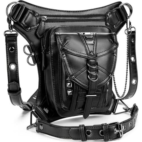 Motorbike Casual Waist Bag PU Faux Leather Motorcycle Backpack Retro Moto Tank Bag Motorcycle Outdoor Casual Waist Bag,A86