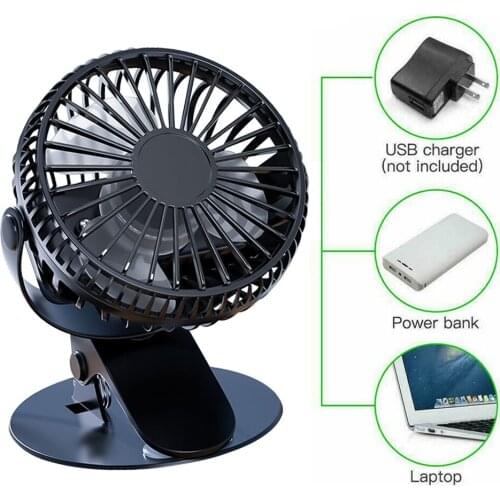 Desktop Fan USB Clip-on Type Cooling Fan with 3 Speed Portable Rechargeable Tabletop Cooling Device