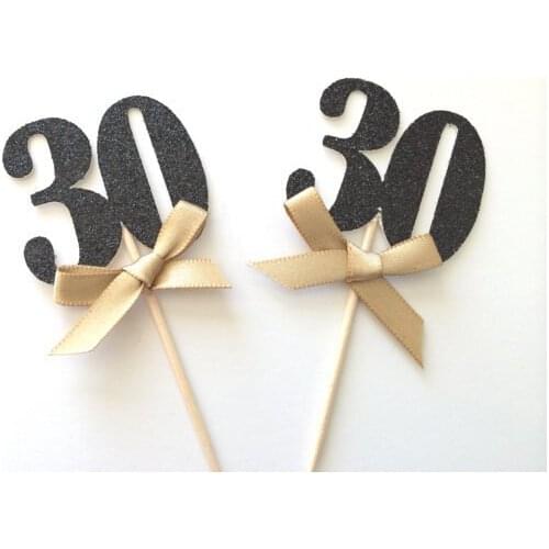 CUSTOM number glitter dirty 30th birthday cupcake Toppers baby bridal shower wedding party cake decorations food picks