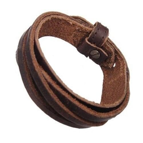 Men Women Unisex Multi thong braided thin Genuine Leather Bracelet for Retro Design A3OC