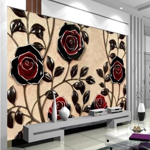Custom papel DE parede 3d,Rose peony relief mural for living room bedroom sofa background decoration wallpaper