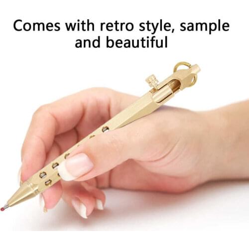 Retro Style Metal Brass Signature Gel Ink Pen Office School Supplies for Business Writing Lightweight small size