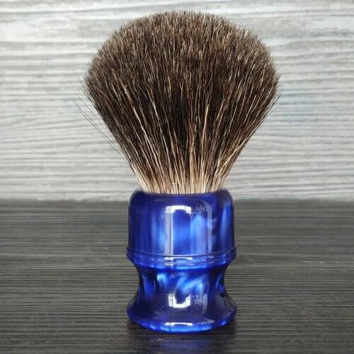Dscosmetic 26mm black badger hair knots shaving brush ocean blue handle