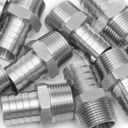 The Bar Production Stainless Steel 316 Barb Fitting Coupler / Connector 1" Hose ID x 1" Male NPT Air Fuel Water