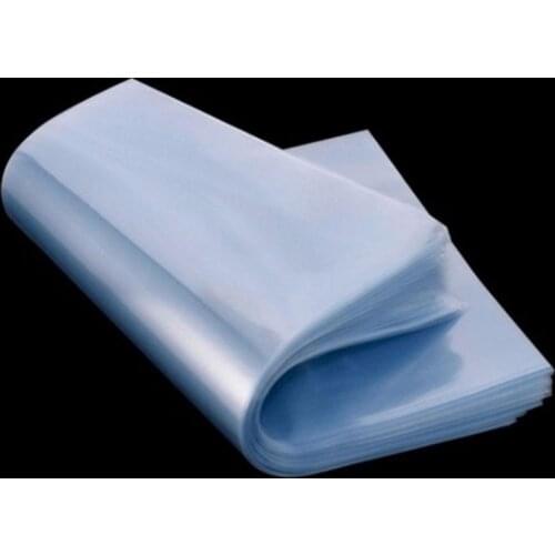 100pcs PVC heat shrink film bag blower heat seal flat mouth blue transparent plastic bag heat shrink