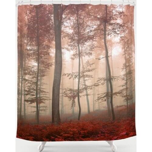 Misty Autumn Forest Shower Curtain Waterproof Bathroom Decorations Polyester Bathroom Shower Curtain