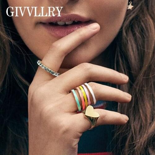 Multicolored Enamel Rings Fashion Knuckle Jewelry Hip Hop Punk Minimalist Basic Green Orange Yellow Enamel Finger Ring for Women