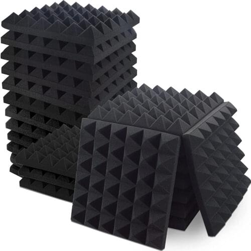 24Pcs Mixed 12"x12"x2" Pyramid Acoustic Foam Panels Sound Absorbing KTV Drum Room Soundproof Foam Wall Sponge Pad with Tapes