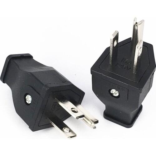1 x AC 125V 15A 3 Pin Male Power Cord Connector Black Japan US Plug Cable Connector