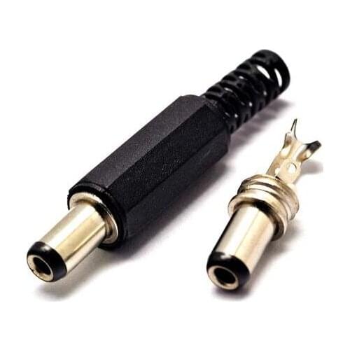 10PCS Black Plastic Cover 2.1x5.5mm Male DC Power Plug Jack Connector Adapter