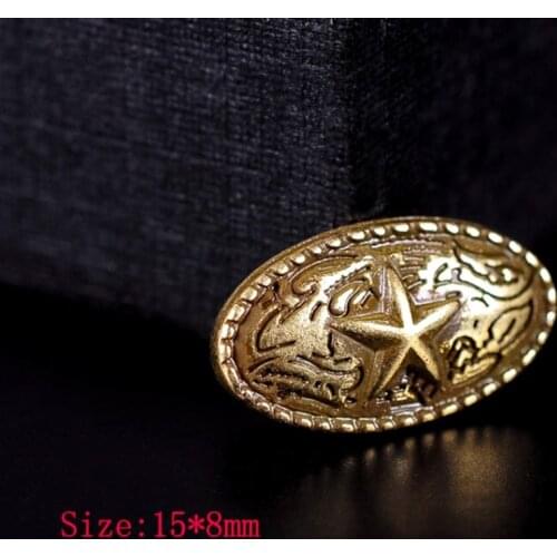 10X 15*8mm Quality Antique Brass /Silver Western Texas Star Leathercraft Decorative Metal Stud Rivet Oval Button Conchos