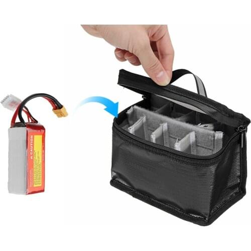2pcs Fireproof Waterproof Lipo Battery Safety Bag 155*120*90mm For RC Models Multicopter Black W/ Luminous Handle