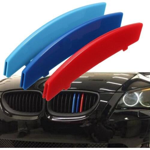 3pcs 3D Car Racing Grille Sport Stripe Clip ABS Decal Sticker For BMW 3 Series F30 F31 F35 E90 5 Series F10 F18 E60 X5 X6 E70