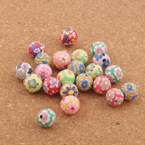 58pcs 10mm mix Polymer Clay Fimo Round Beads Handmade Spacers Jewelry DIY Loose Beads L3010