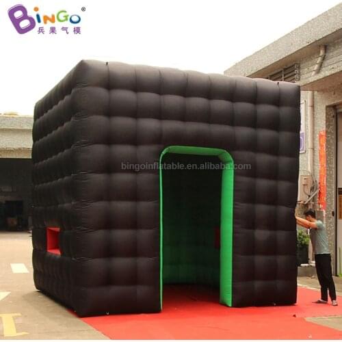 Free Shipping 4x4x4 Meters Customized Black Exterior Green Interior Inflatable Square Booth / Cube Tent Inflatable Toy Tents