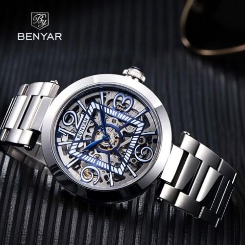 BENYAR Mens Watches 2021 Top Brand Luxury Men Automatic Mechanical Wristwatches Stainless Steel Waterproof Clock Reloj Hombre