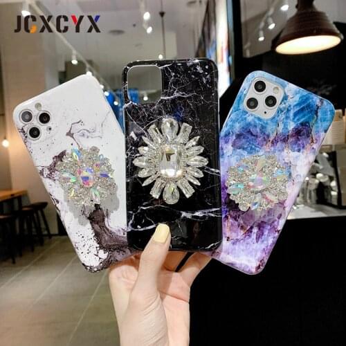 Bling Glitter 3D holder stand Soft silicone phone case for iphone X XR XS MAX 7 8 plus 11 Pro Marble Bracket diamond gem cover