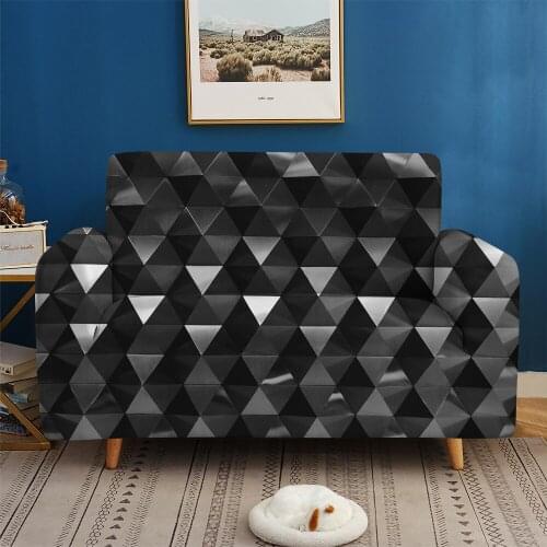 Black Gradient Elastic Diamond Sofa Cover 3D Print 1/2/3/4-Seater Slipcovers Custom Home Decor Living Room Bedroom Furniture
